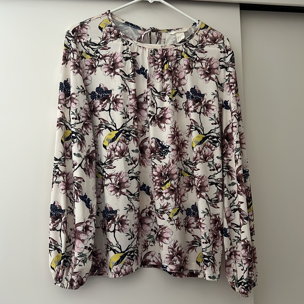 Floral Print Puff Long Sleeve-Elastic Wrist Lightweight Women’s Top